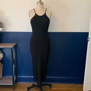 Black Ribbed Maxi Dress